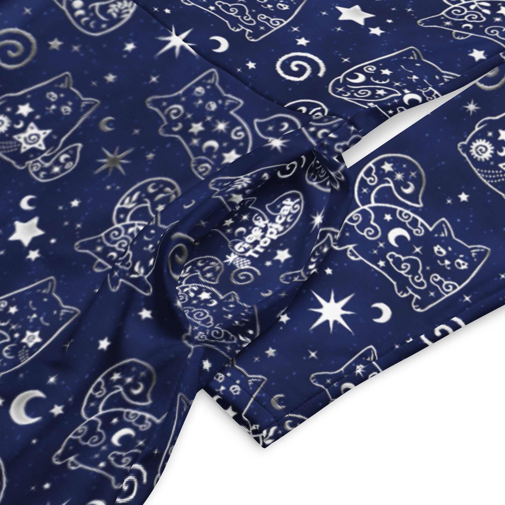 Nerdy Star Cats Long Sleeve Midi Dress
