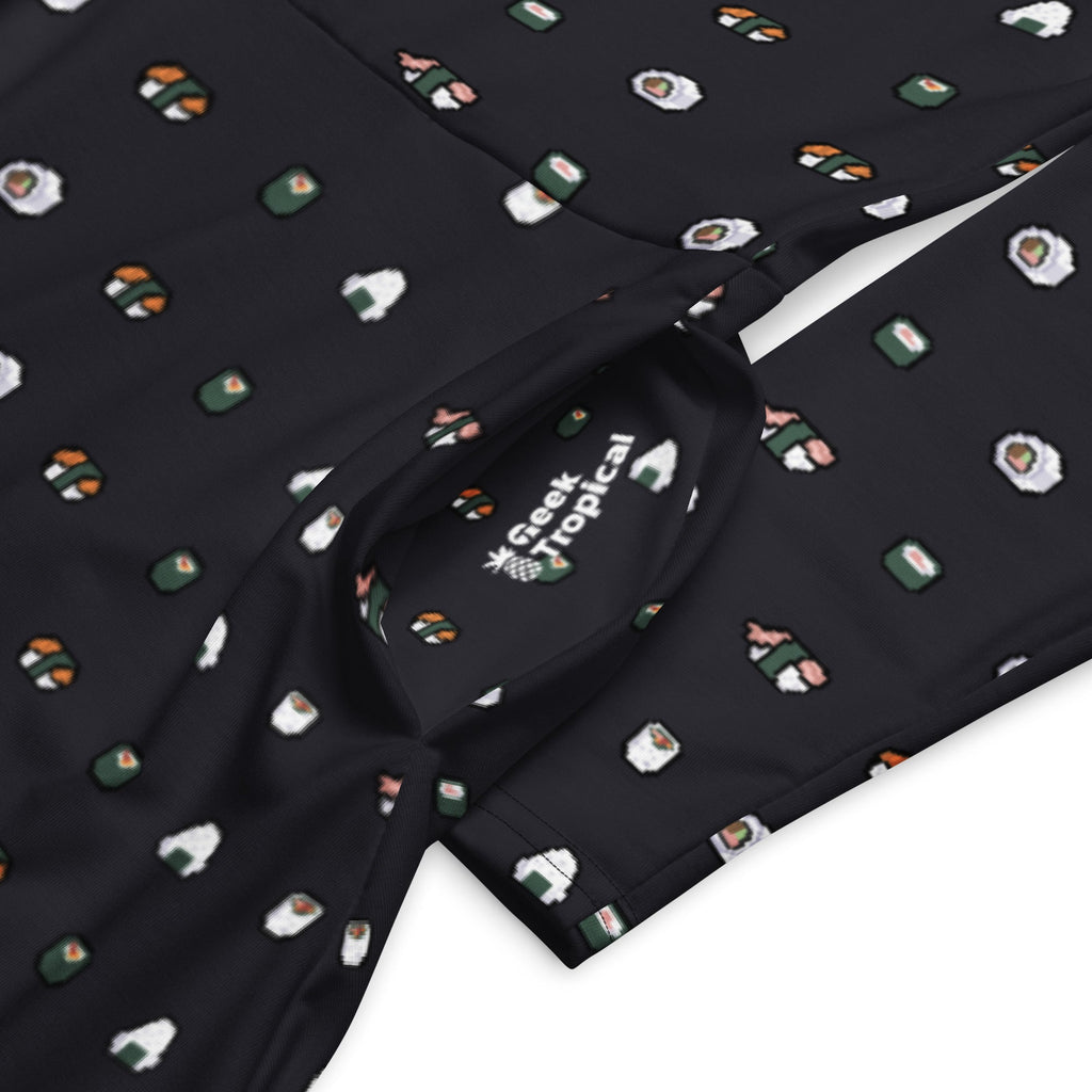Nerdy Anime Sushi Rolls Dark Long Sleeve Midi Dress