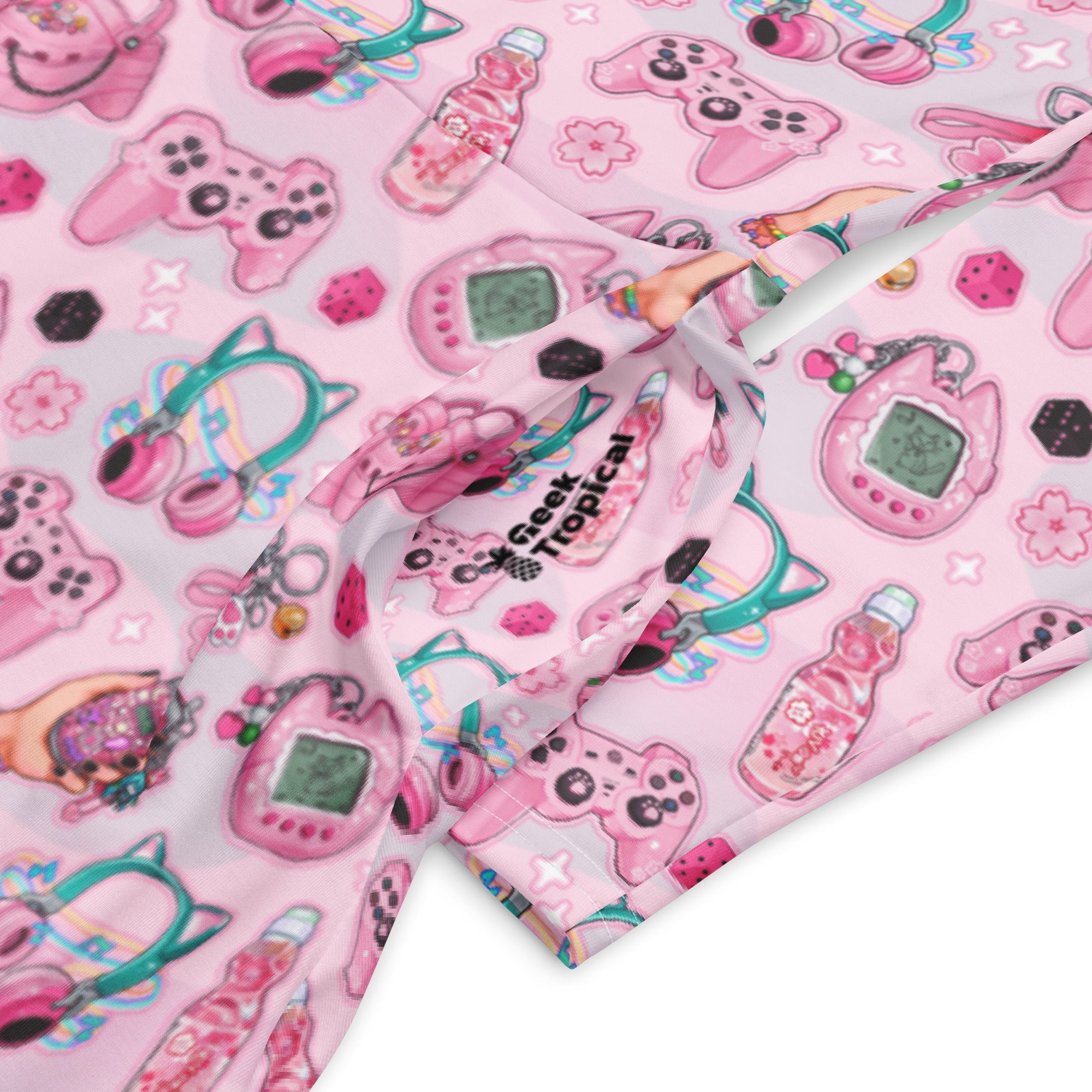 Anime Gamer Items Pink Long Sleeve Midi Dress 7