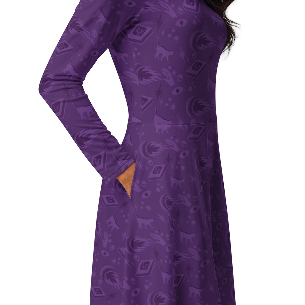 Nerdy Dnd Warlock Class Long Sleeve Midi Dress