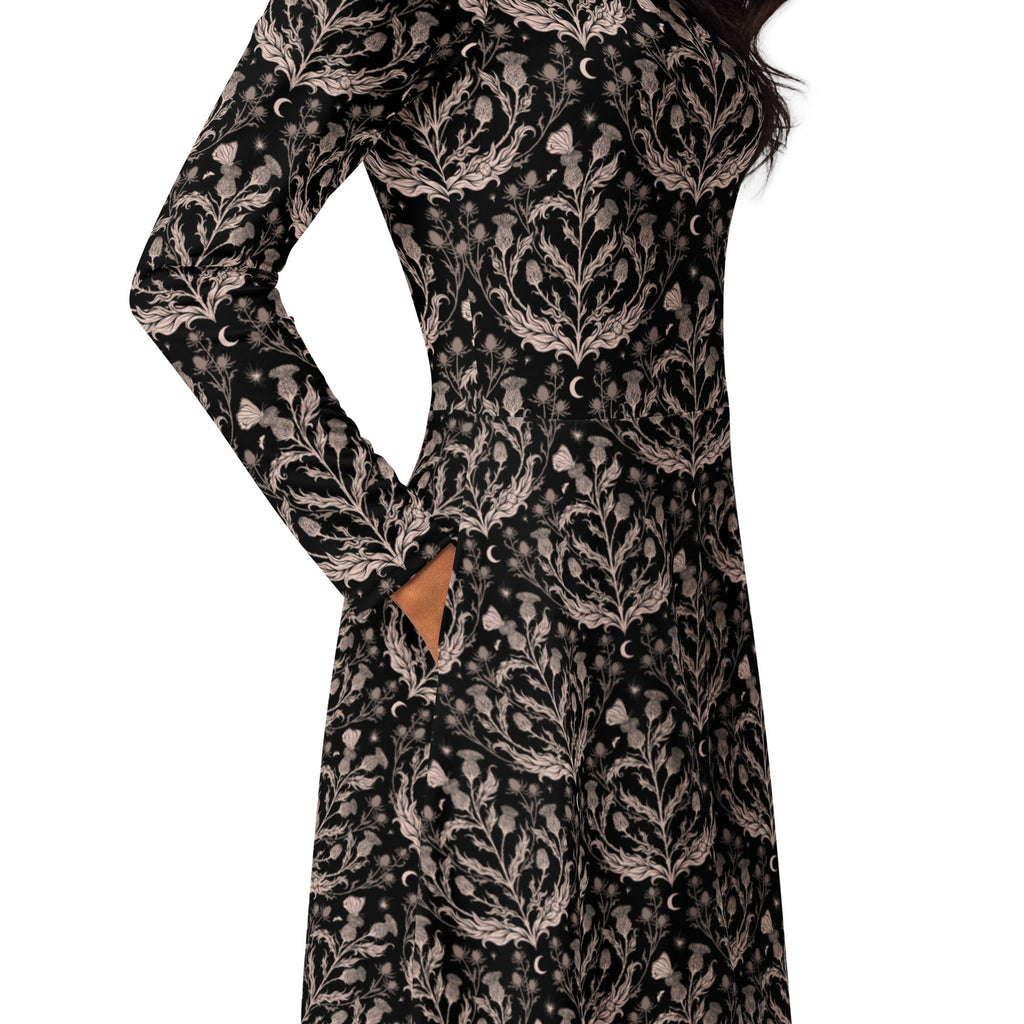 Episodic Thistle Home Black White Long Sleeve Midi Dress 5