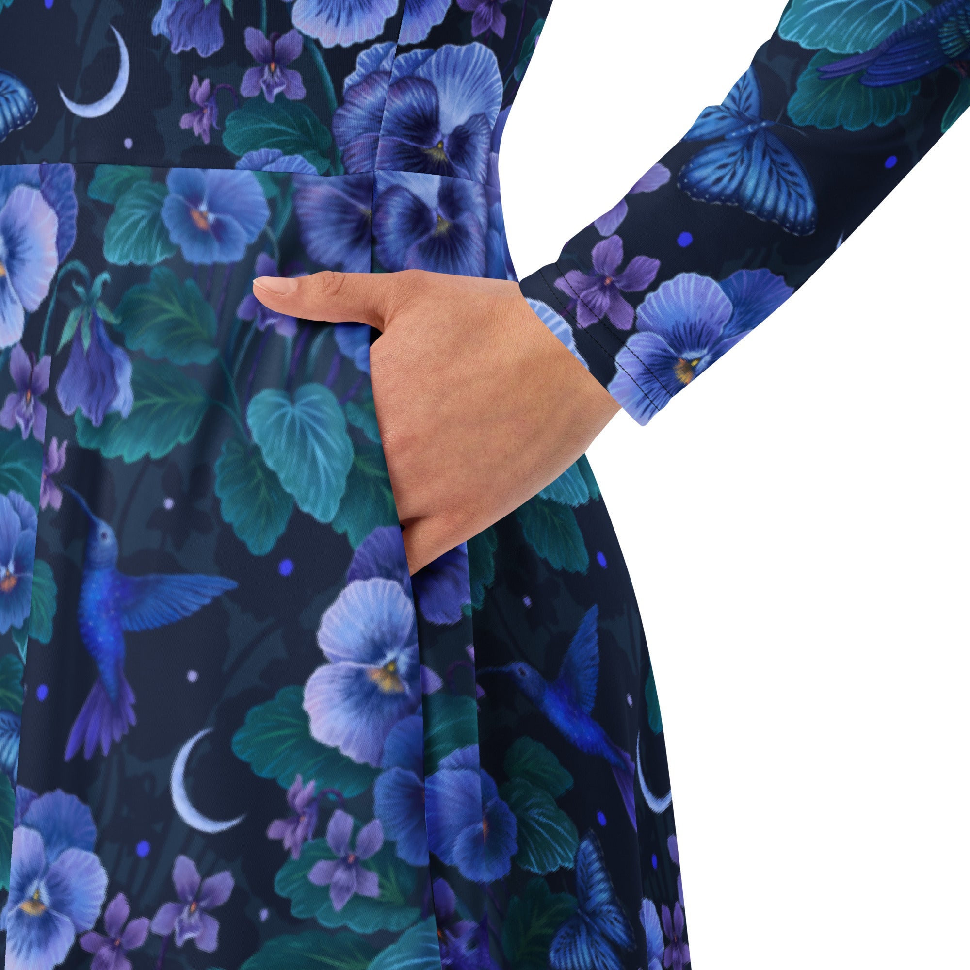Nerdy Episodic Violet Purple Night Long Sleeve Midi Dress