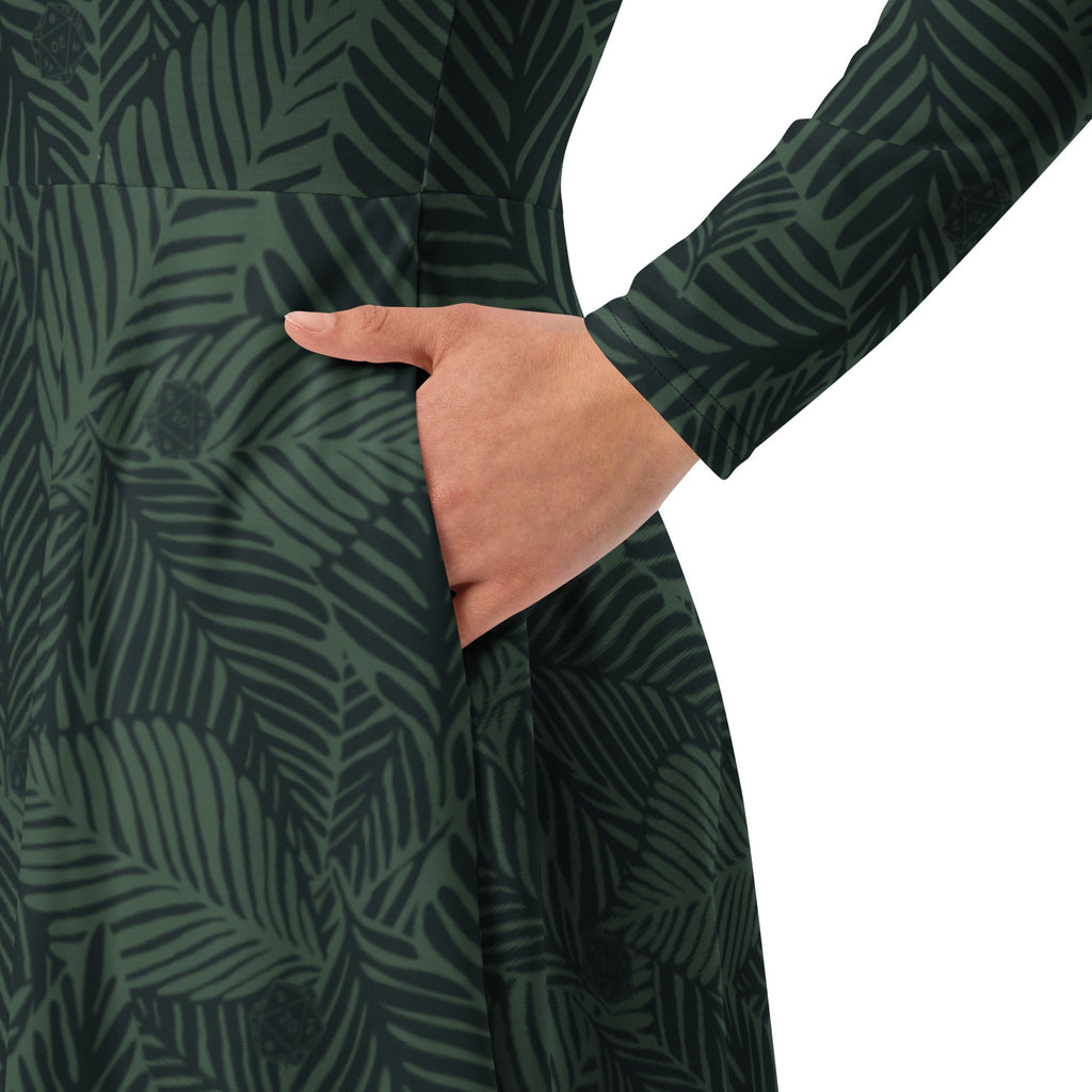 Nerdy Tropical Dnd Dice Long Sleeve Midi Dress