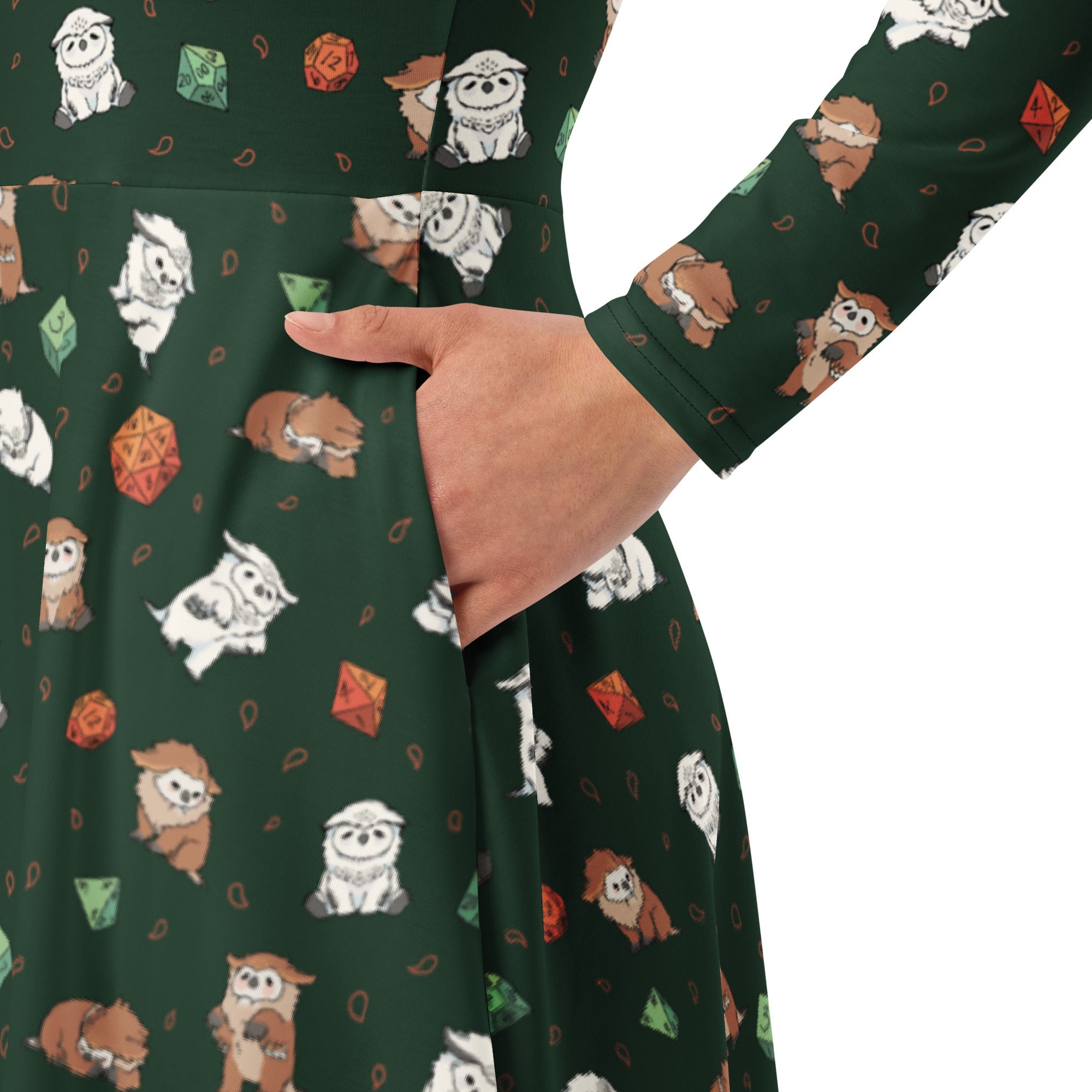 Nerdy Dnd Owlbears Long Sleeve Midi Dress