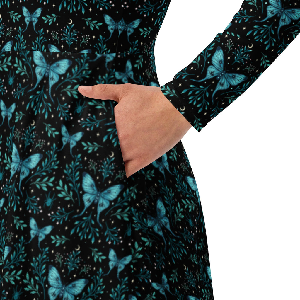 Episodic Mystical Butterfly Long Sleeve Midi Dress 6