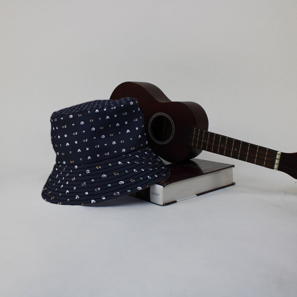 Anime Sushi Rolls Dark Bucket Hat - M - Black Stitching - -