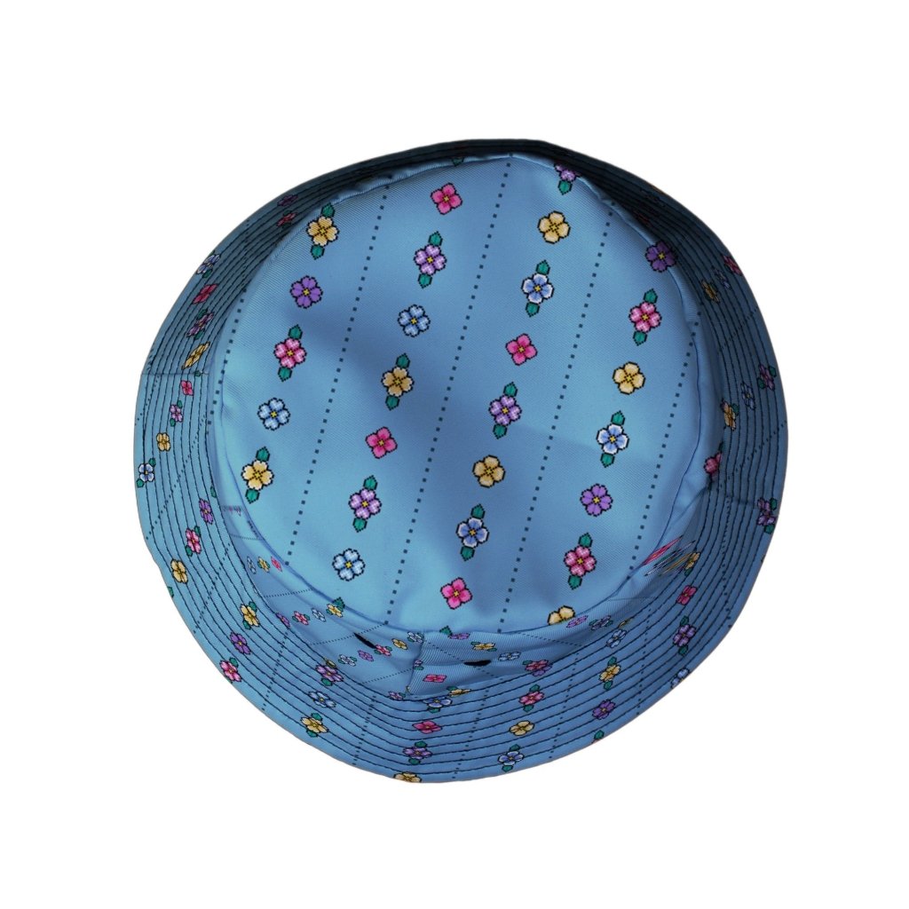 Arcade Pixel Flowers Bucket Hat - M - Black Stitching - -