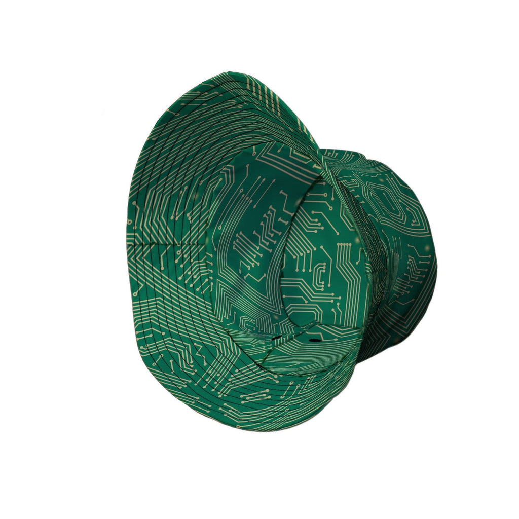computer circuit board yellow green Bucket Hat Geek Nerd 0925 computer print FLOW DESC WRITING