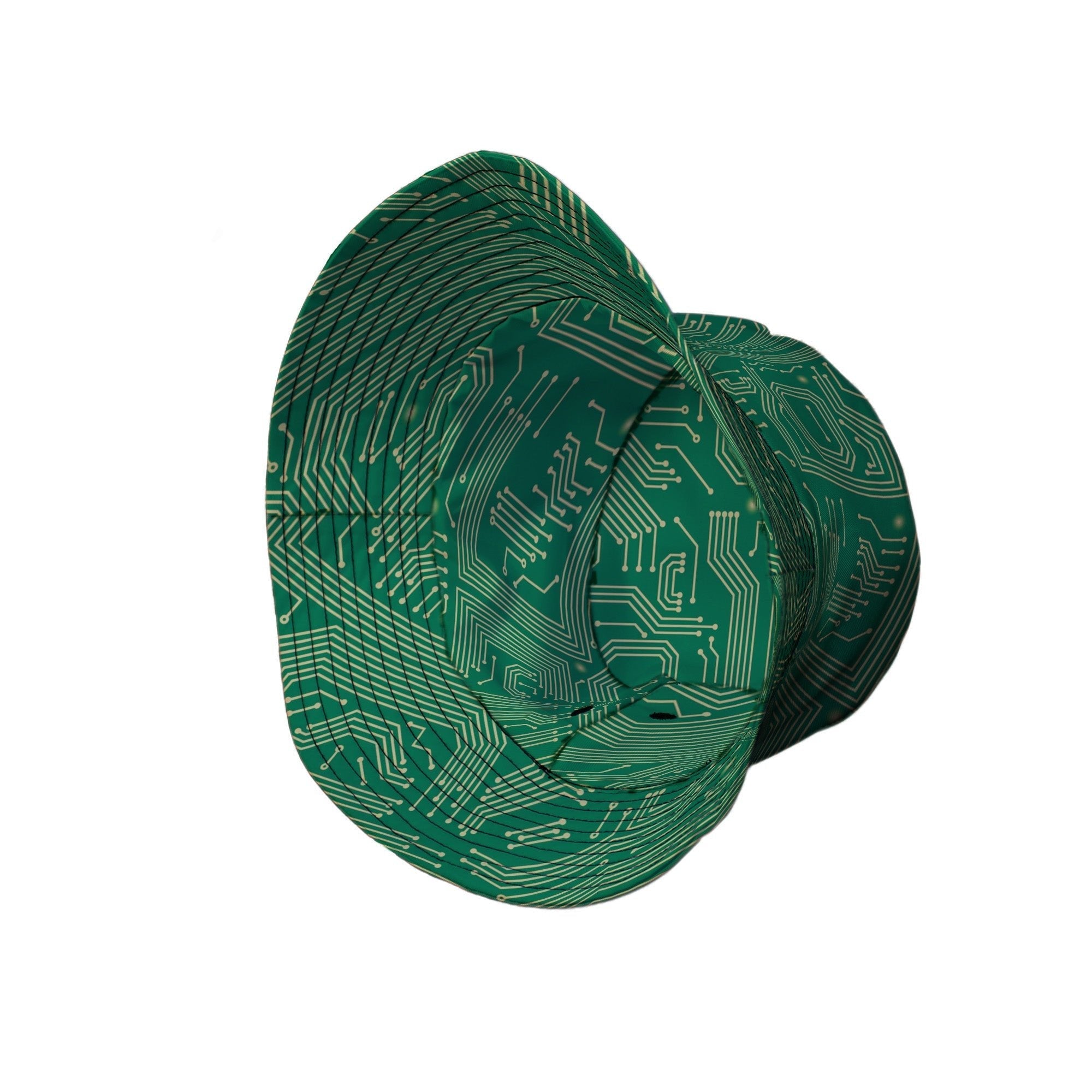 computer circuit board yellow green Bucket Hat Geek Nerd 0925 computer print FLOW DESC WRITING