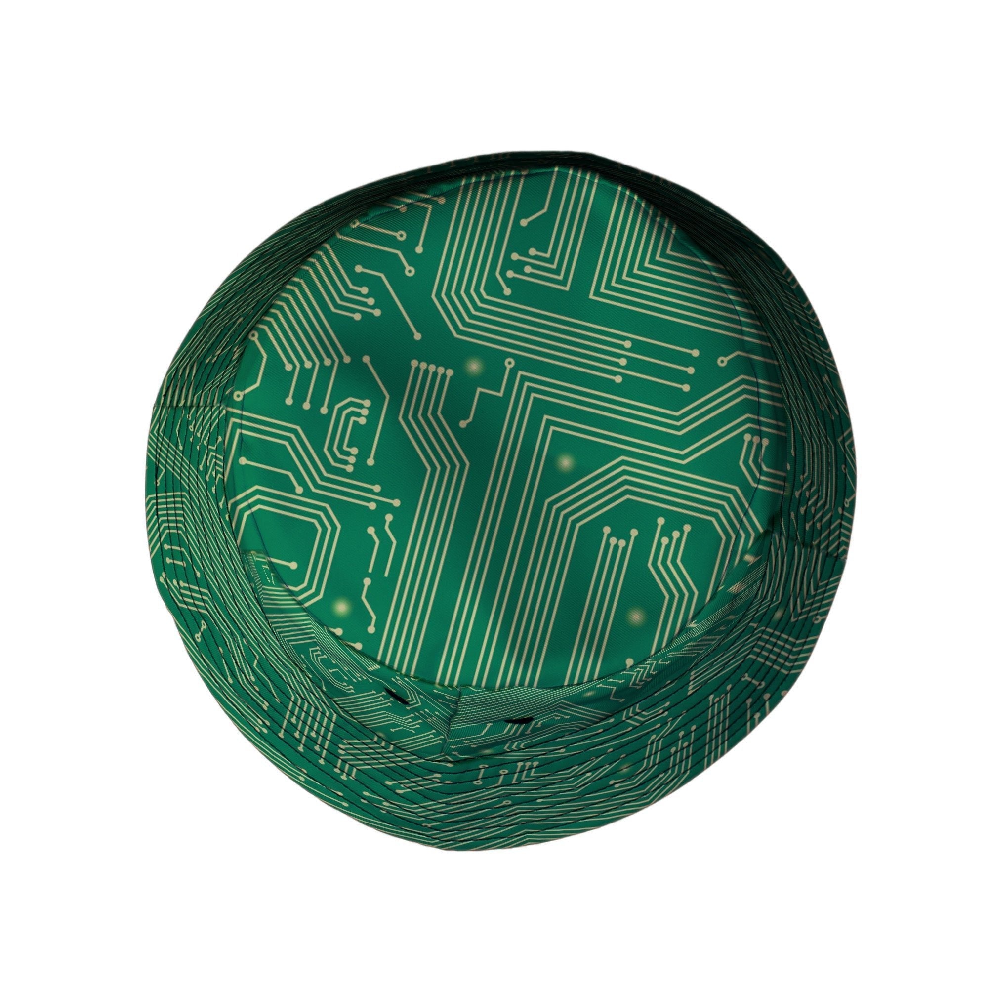 computer circuit board yellow green Bucket Hat Geek Nerd 0925 computer print FLOW DESC WRITING