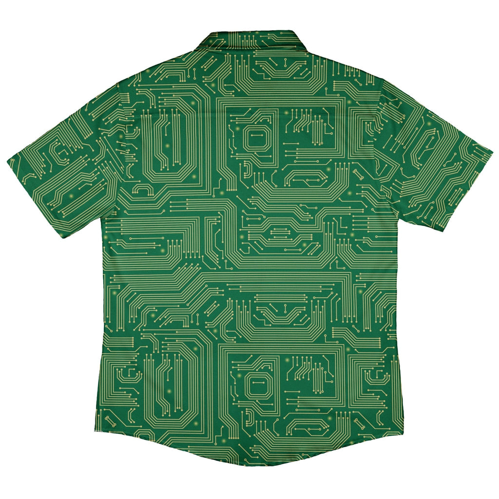 computer circuit board yellow green Button Up Shirt Geek Nerd 0925 adult sizing All Adult Button Up Shirts
