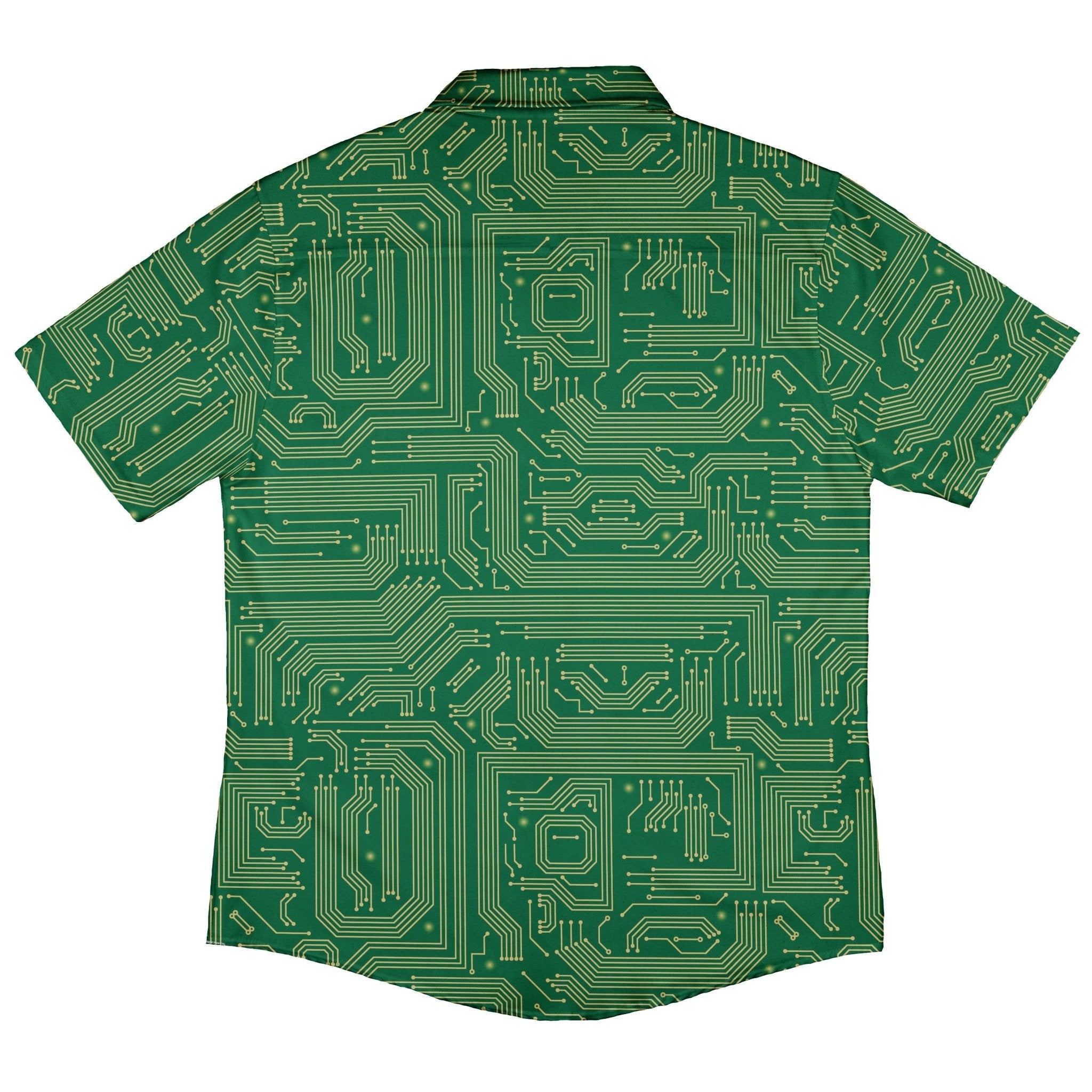 computer circuit board yellow green Button Up Shirt Geek Nerd 0925 adult sizing All Adult Button Up Shirts