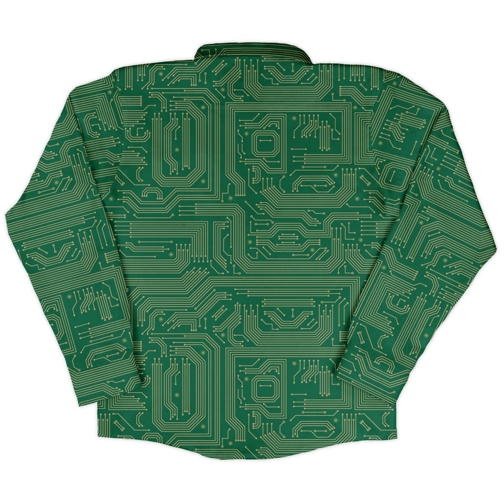 computer circuit board yellow green Long Sleeve Button Up Shirt Geek Nerd 0925 adult sizing All Adult Button Up Shirts