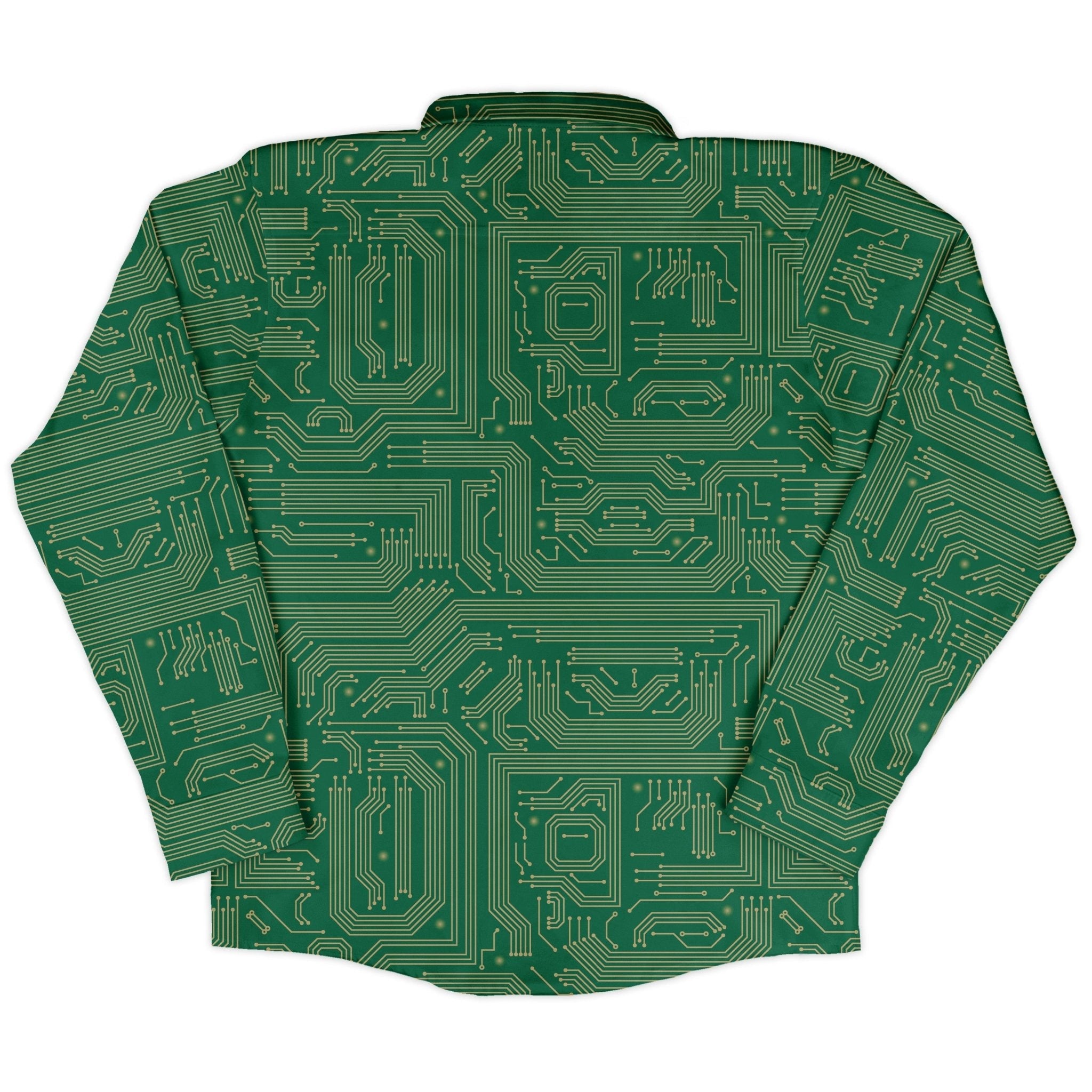 computer circuit board yellow green Long Sleeve Button Up Shirt Geek Nerd 0925 adult sizing All Adult Button Up Shirts