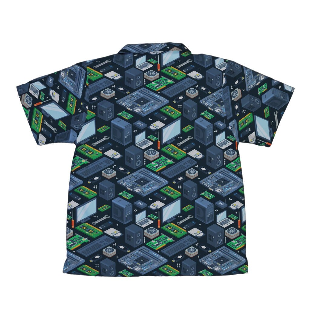 Computer Electronic Parts Dark Navy Youth Hawaiian Shirt - YXS - -