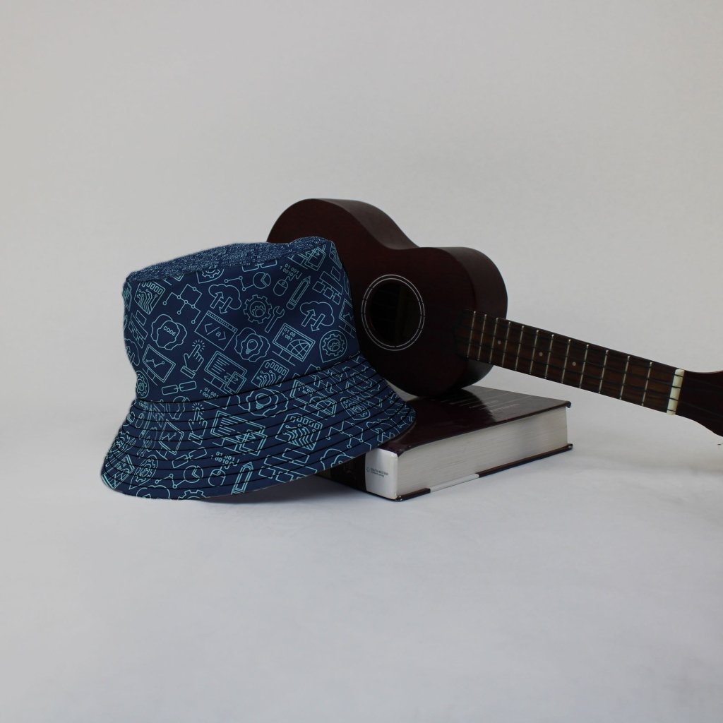 Computer Internet Technology Bucket Hat - M - Black Stitching - -