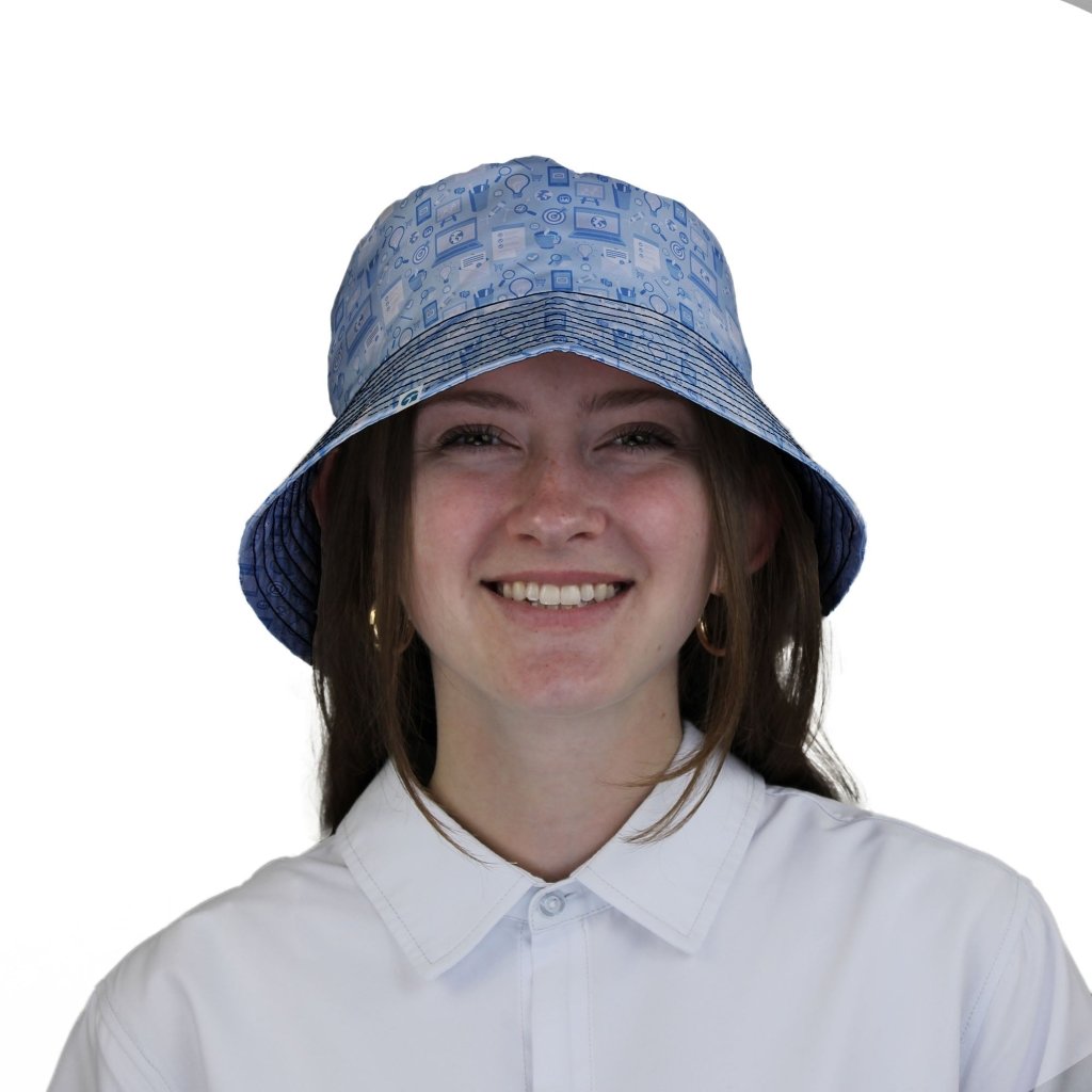 Computer Programmer Life Silver Blue Bucket Hat - M - Grey Stitching - -