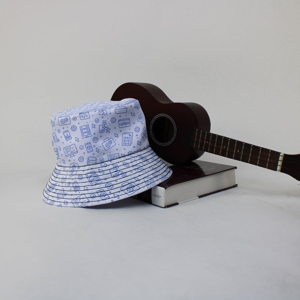Computer Software Engineer White Bucket Hat - M - Grey Stitching - -