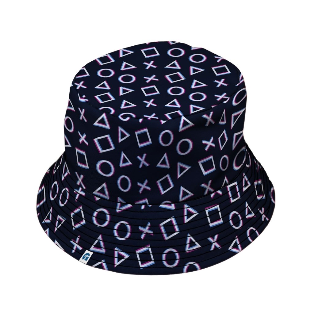 Controller Gamepad Buttons Gray Video Game Bucket Hat - M - Grey Stitching - -