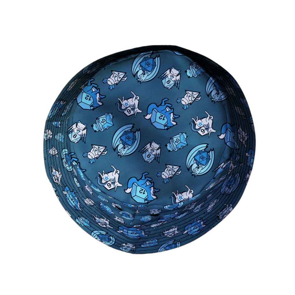 Dice Critters Blue Monochrome Bucket Hat - M - Grey Stitching - -