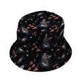 Dinosaur Galaxy Pizza Ships Bucket Hat - M - Black Stitching - -