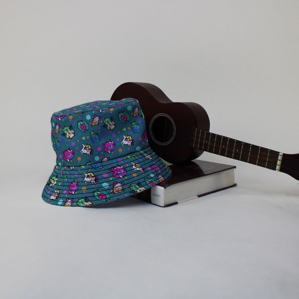 Dnd Dice Critters Teal Bucket Hat - M - Grey Stitching - -