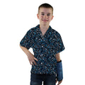 Dotted Blue Musical Notes Black Youth Hawaiian Shirt - YXS - -