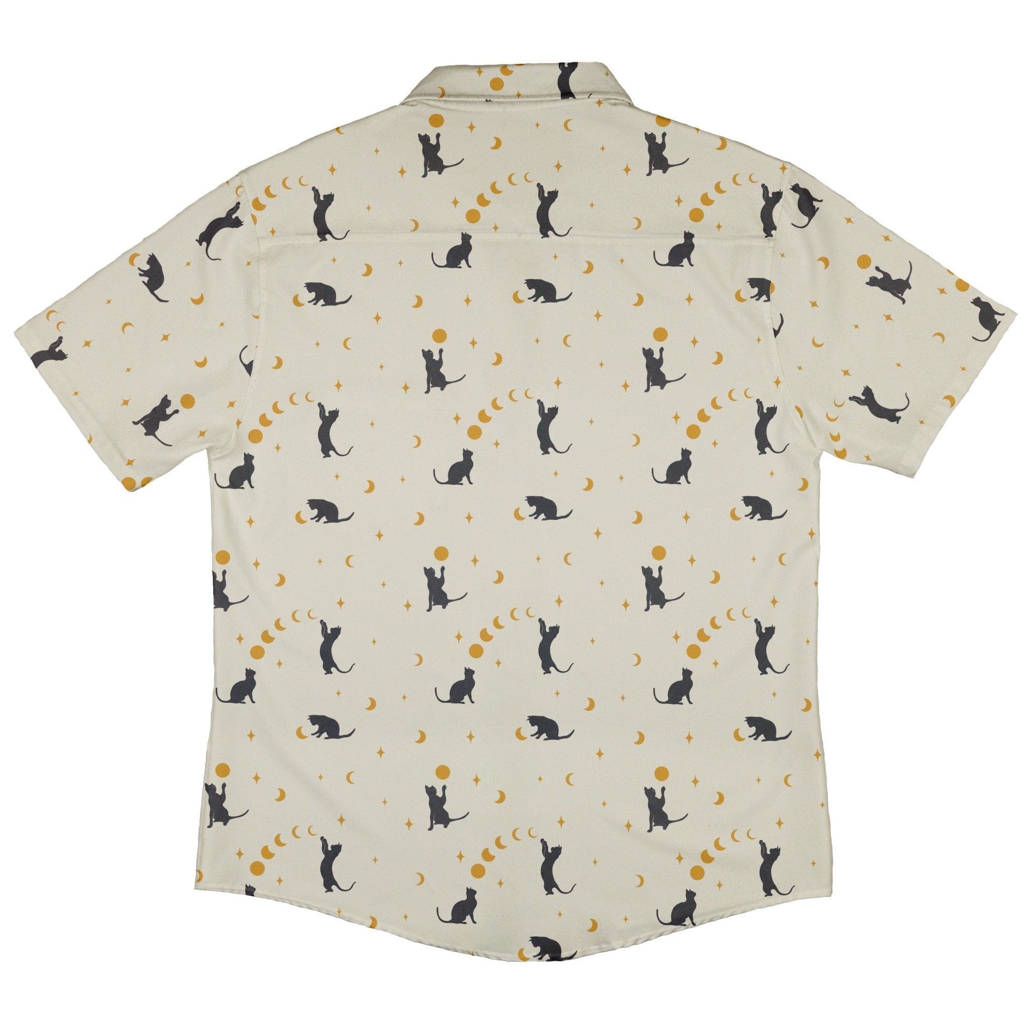 Episodic Cat Catching the Moon Button Up Shirt - XS - Hawaiian Shirt - No Pocket -