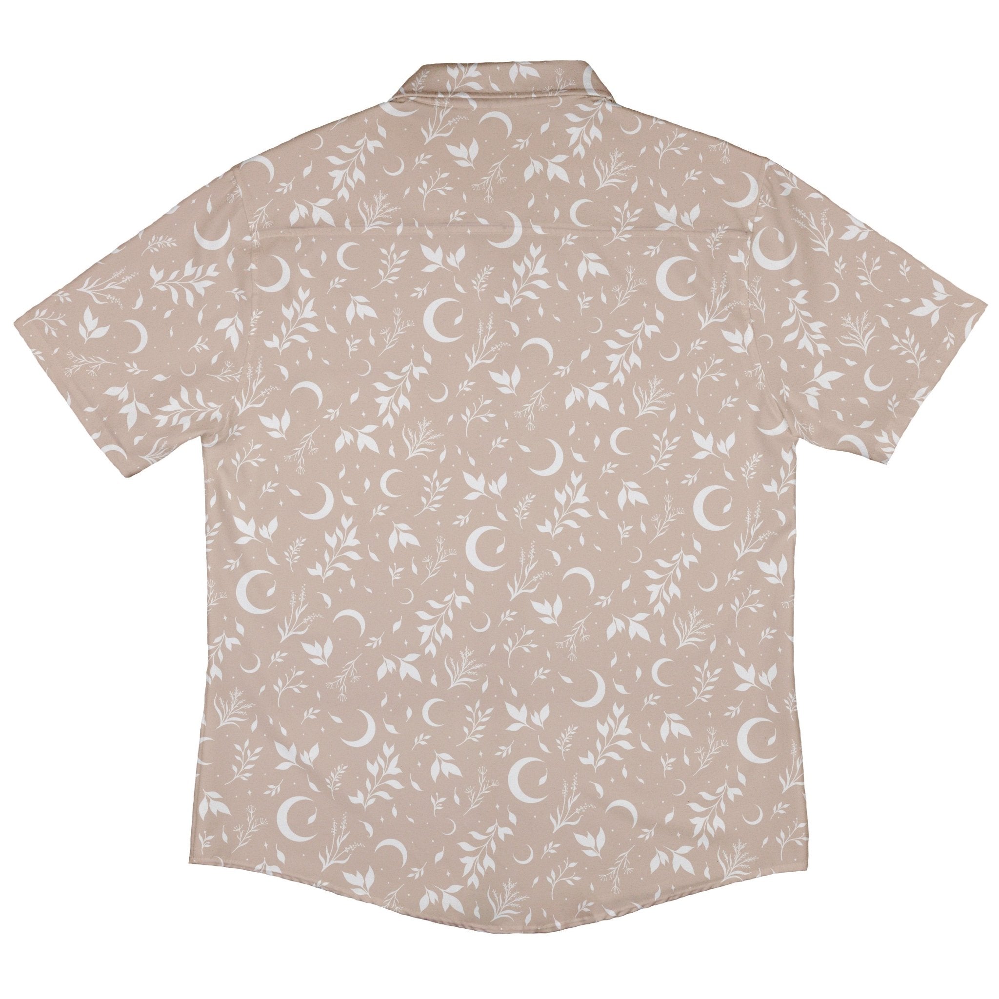 Episodic Crescent Moon Garden Biege Button Up Shirt - XS - Hawaiian Shirt - No Pocket -