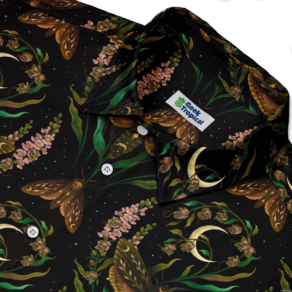 Episodic Death Moth Flow Button Up Shirt - XS - Hawaiian Shirt - No Pocket -