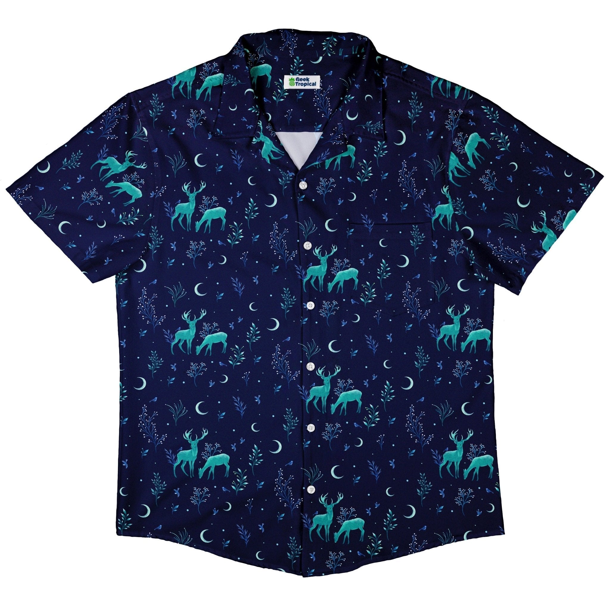 Episodic Deers in the Moonlight Button Up Shirt - XS - Hawaiian Shirt - No Pocket -