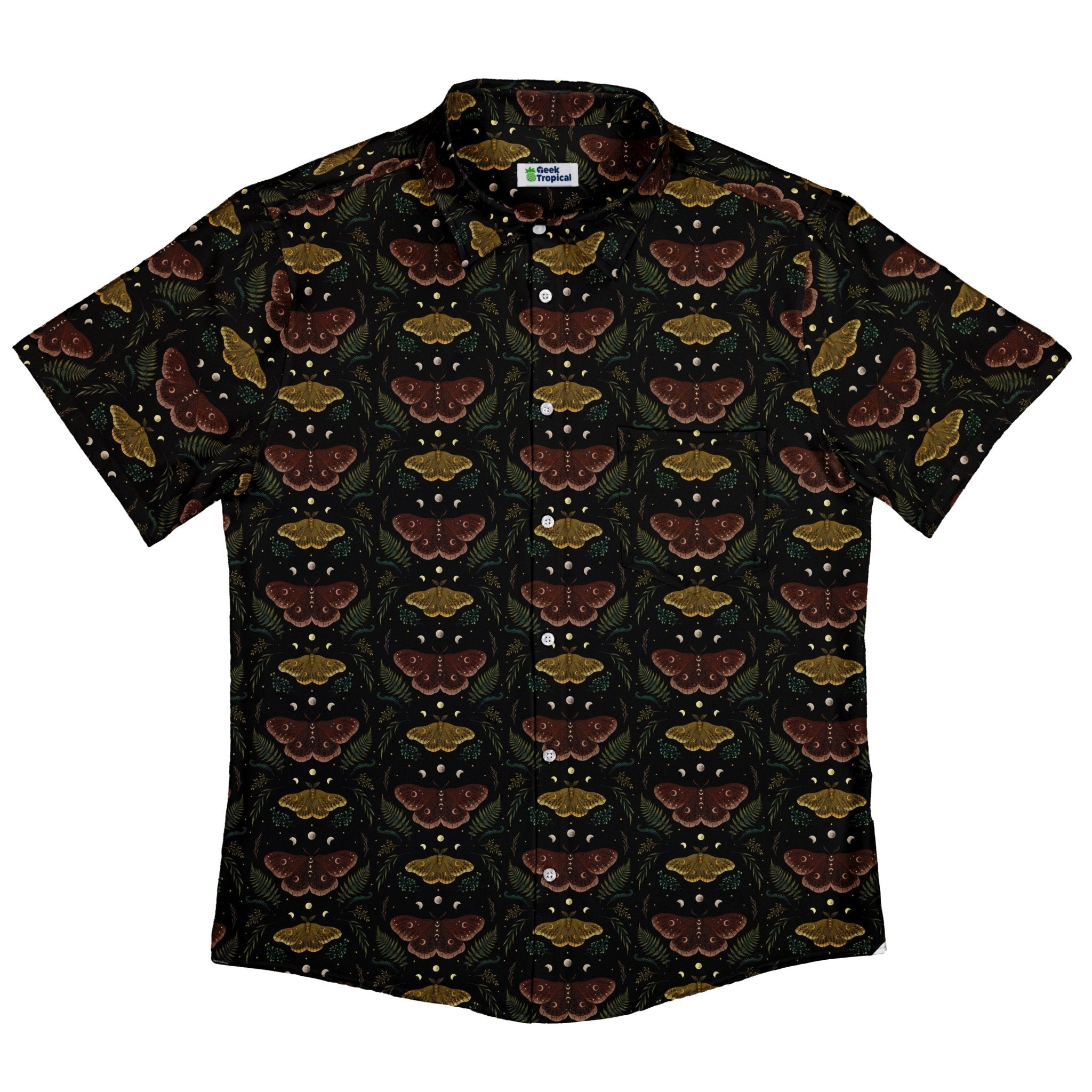 Episodic Moth Fall Button Up Shirt - XS - Button Down Shirt - No Pocket -