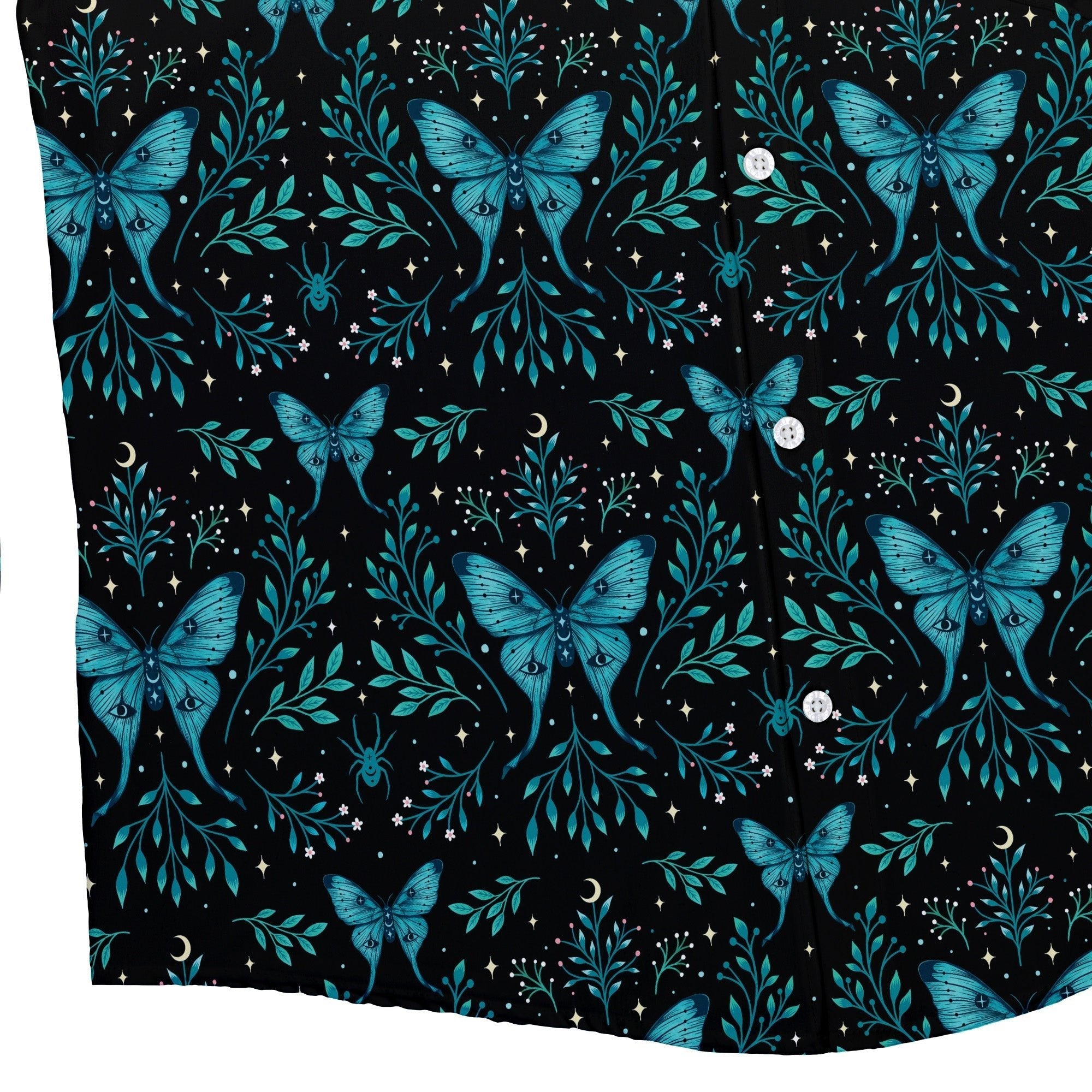 Episodic Mystical Butterfly Blue Button Up Shirt - XS - Hawaiian Shirt - No Pocket -