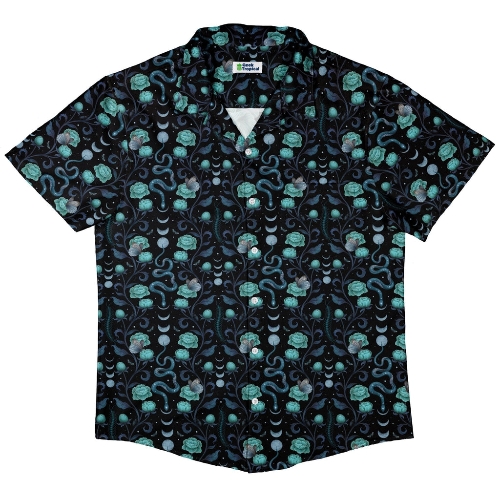 Episodic Serpent Garden Blue Button Up Shirt - XS - Hawaiian Shirt - No Pocket -