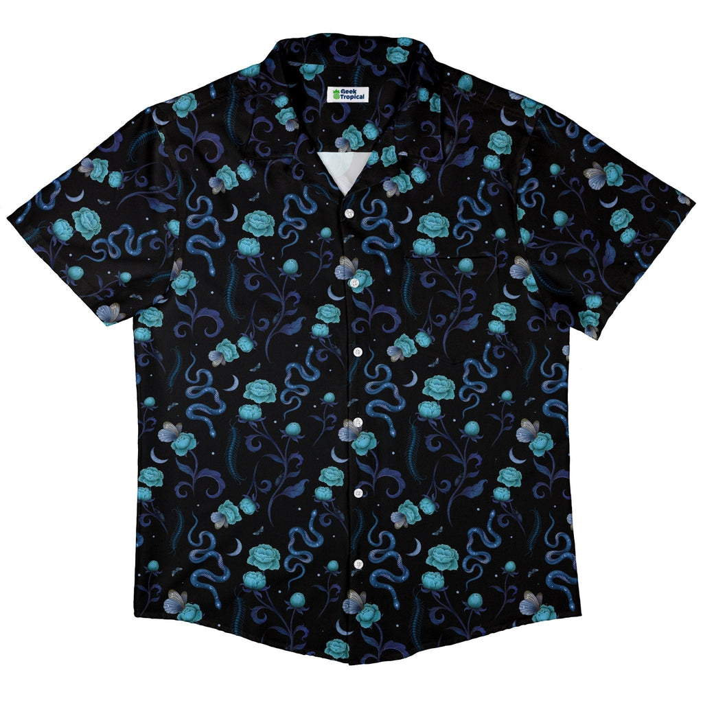 Episodic Serpent Garden Blue Space Button Up Shirt - XS - Hawaiian Shirt - No Pocket -