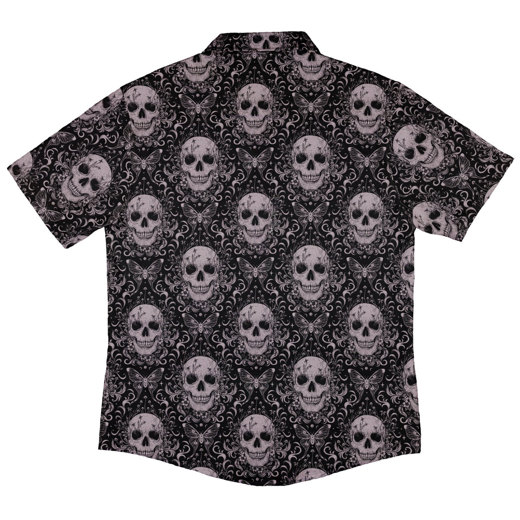 Episodic Skull Black White Button Up Shirt - XS - Hawaiian Shirt - No Pocket -