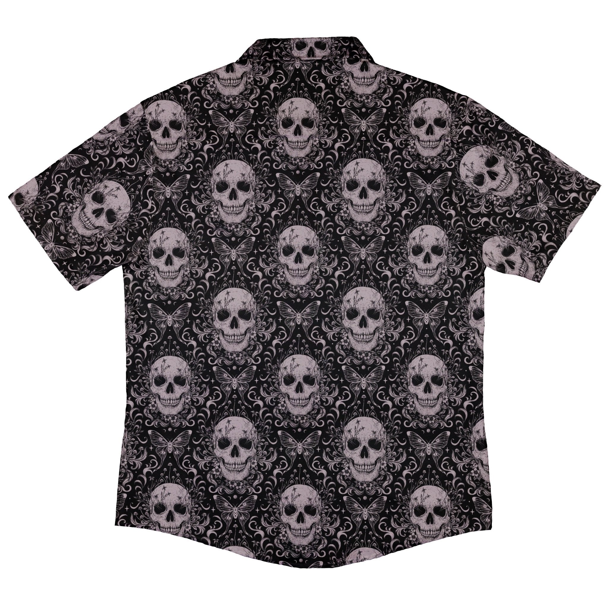 Episodic Skull Black White Button Up Shirt - XS - Hawaiian Shirt - No Pocket -