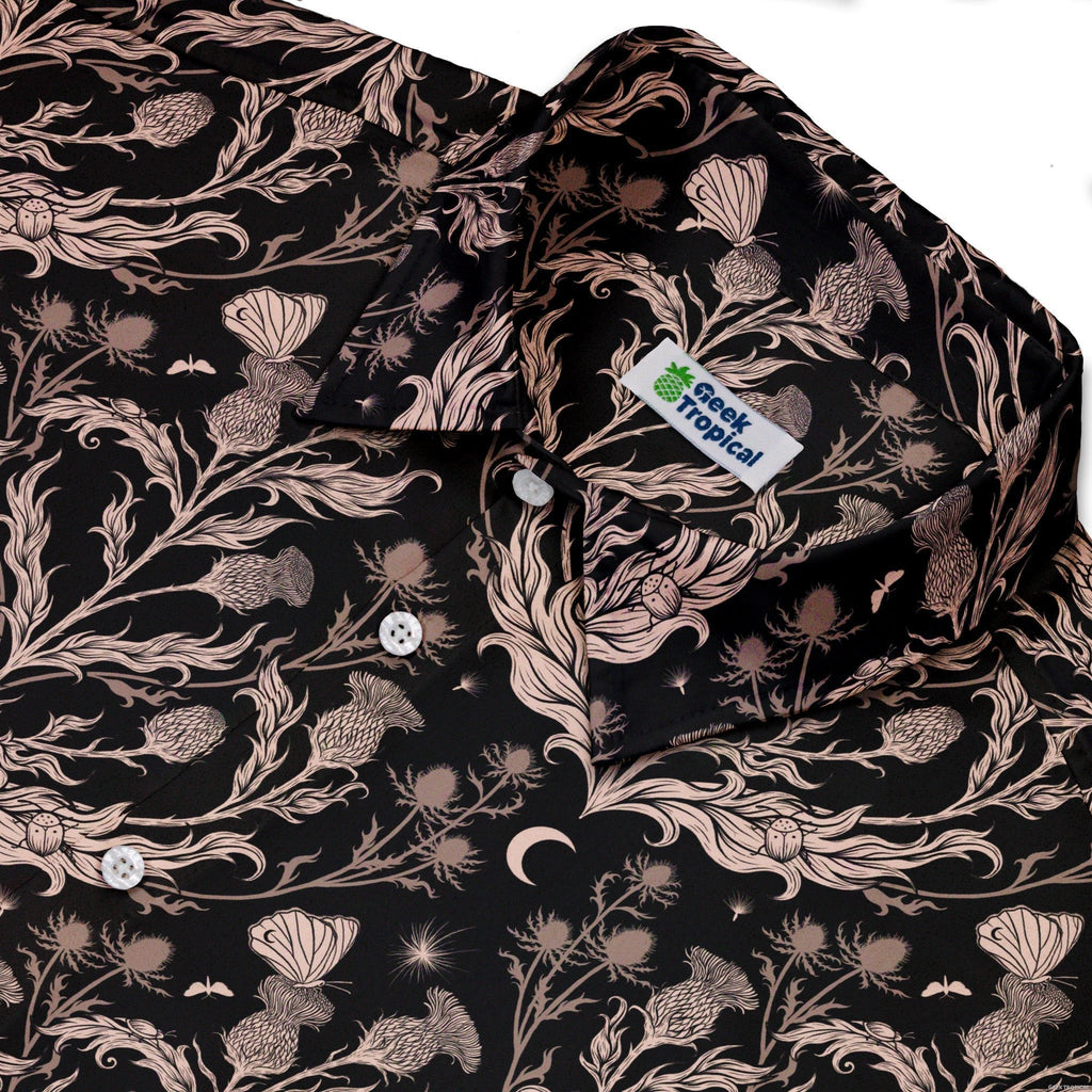 Episodic Thistle Home Black White Button Up Shirt - XS - Hawaiian Shirt - No Pocket -