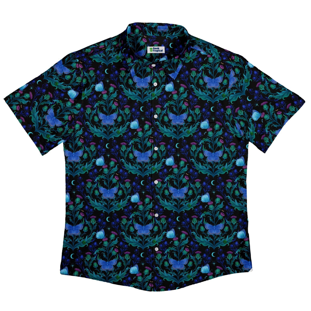 Episodic Thistle Moths Purple Button Up Shirt - XS - Button Down Shirt - No Pocket -