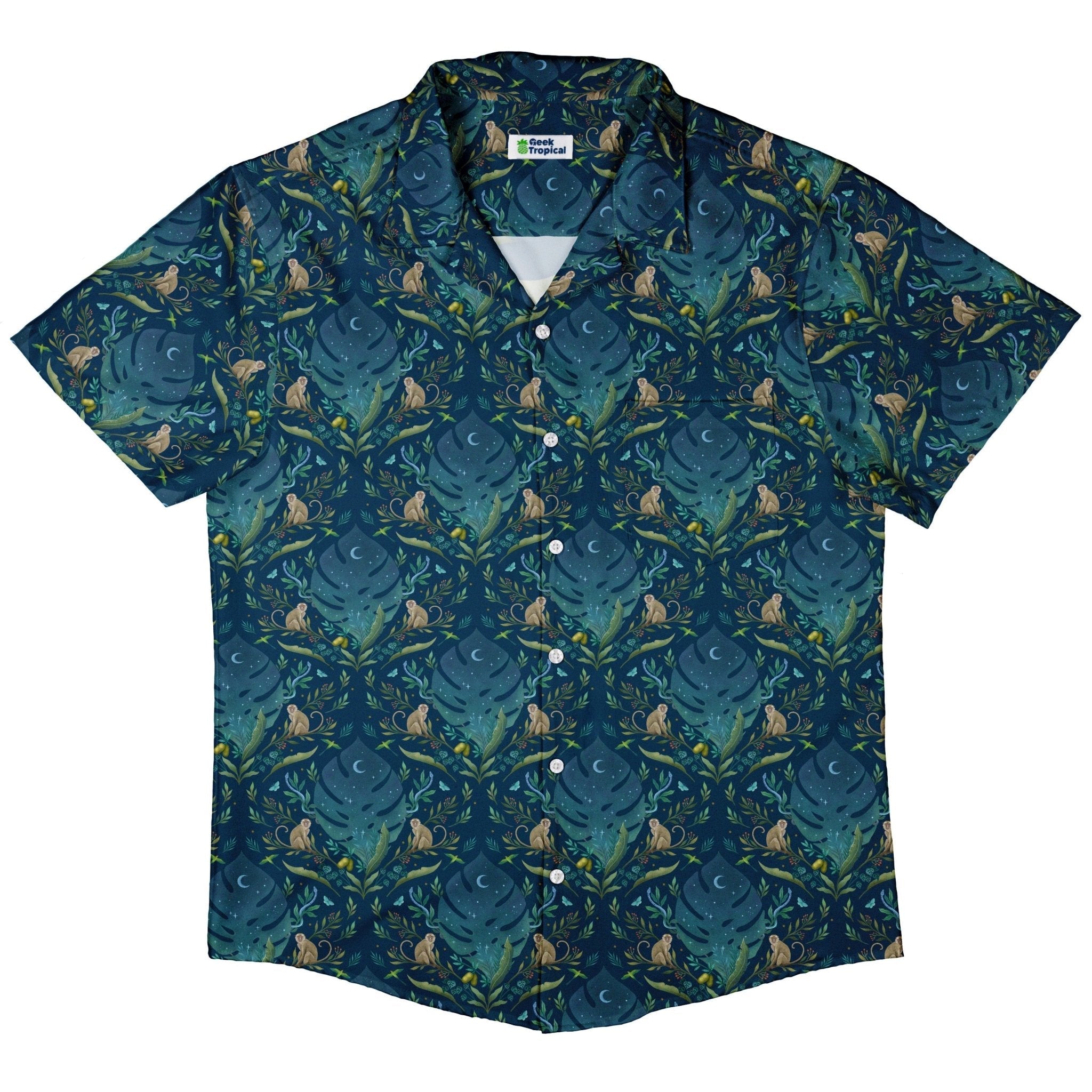 Episodic Tropical Monkey Button Up Shirt - XS - Hawaiian Shirt - No Pocket -