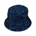 Guitar Blossoms Blue Bucket Hat - M - Black Stitching - -