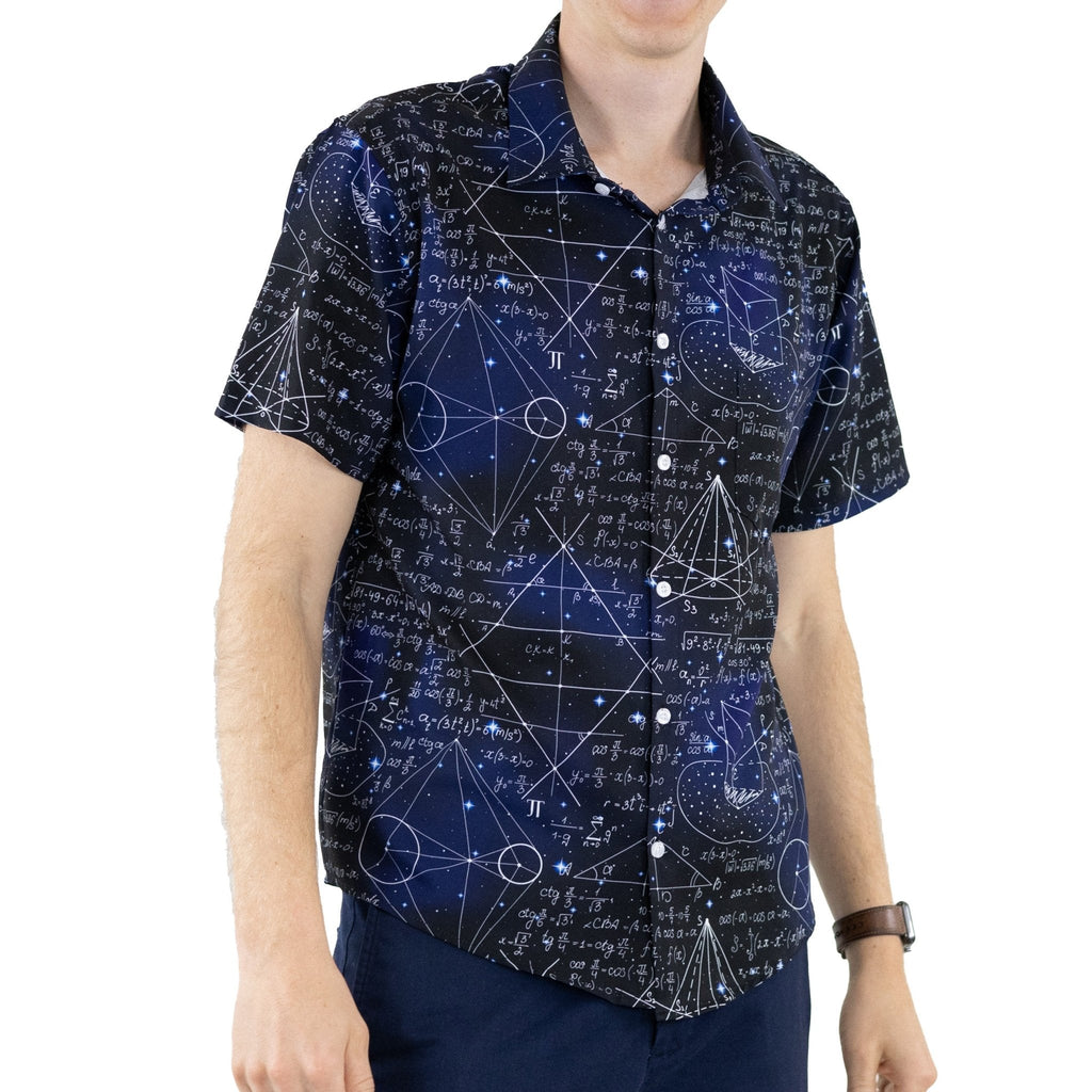 Math And Physics Space Button Up Shirt - adult sizing - mathematics print - Maximalist Patterns
