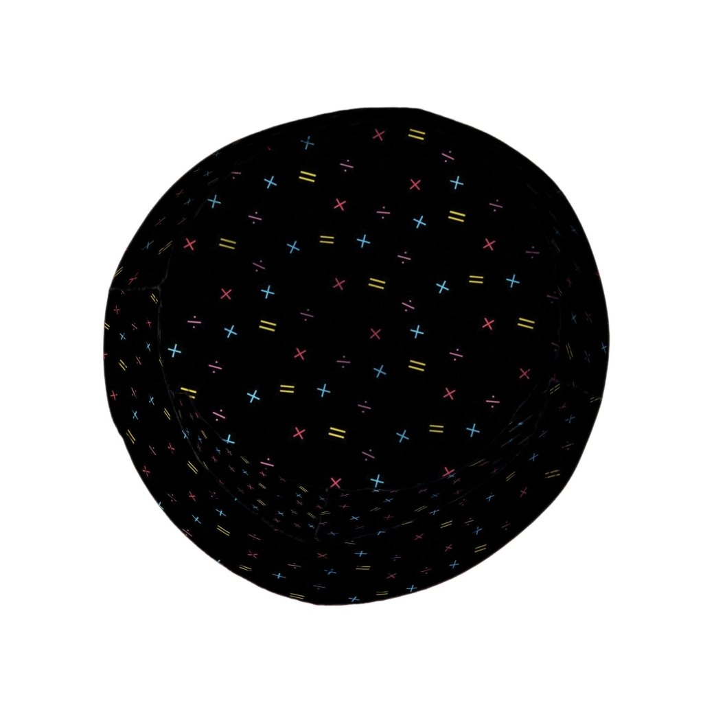 Math Symbols Black Bucket Hat - M - Black Stitching - -