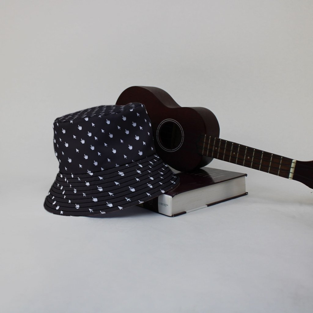 Mouse Pointers Cursor Bucket Hat - M - Black Stitching - -