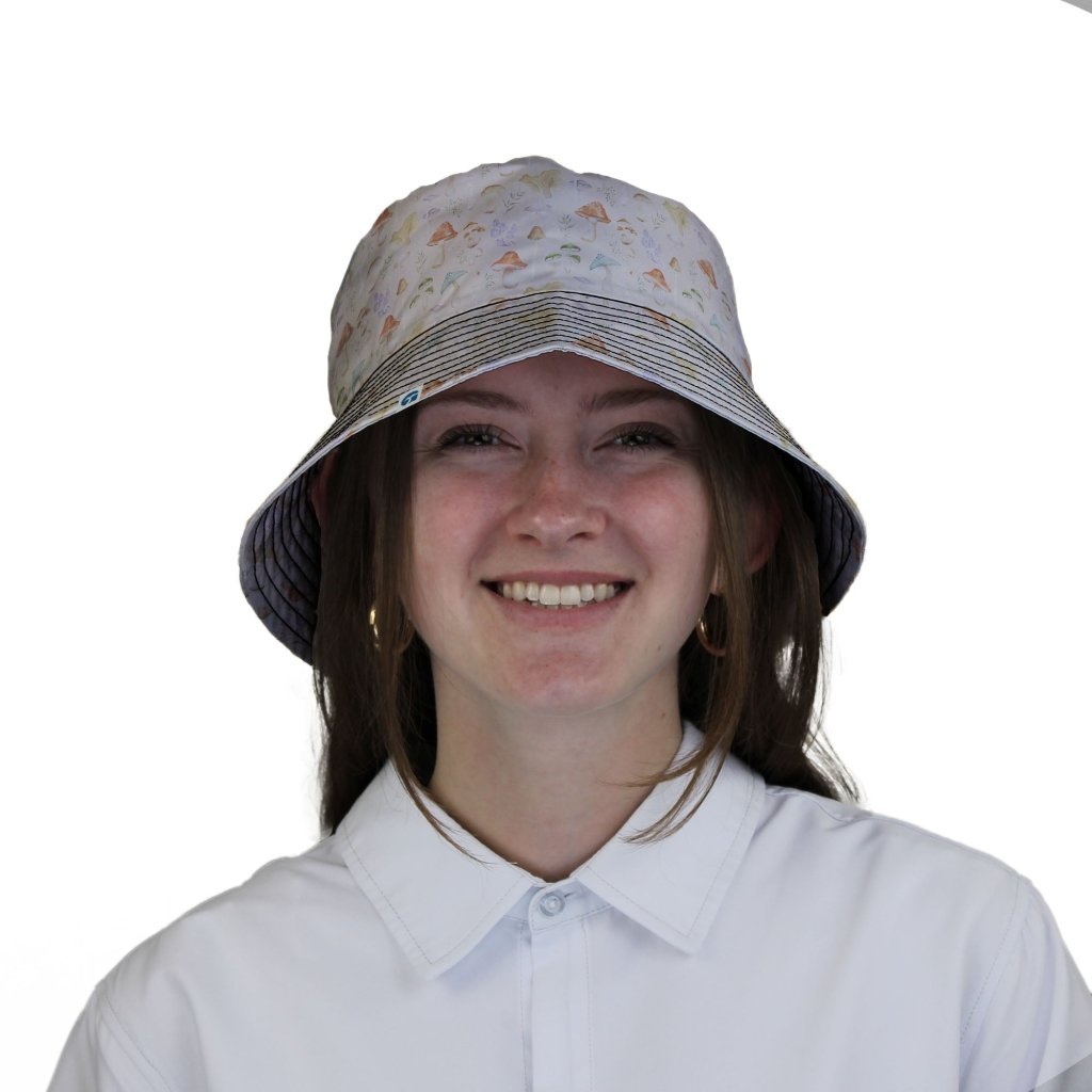 Mushroom Watercolor Bucket Hat - M - Grey Stitching - -