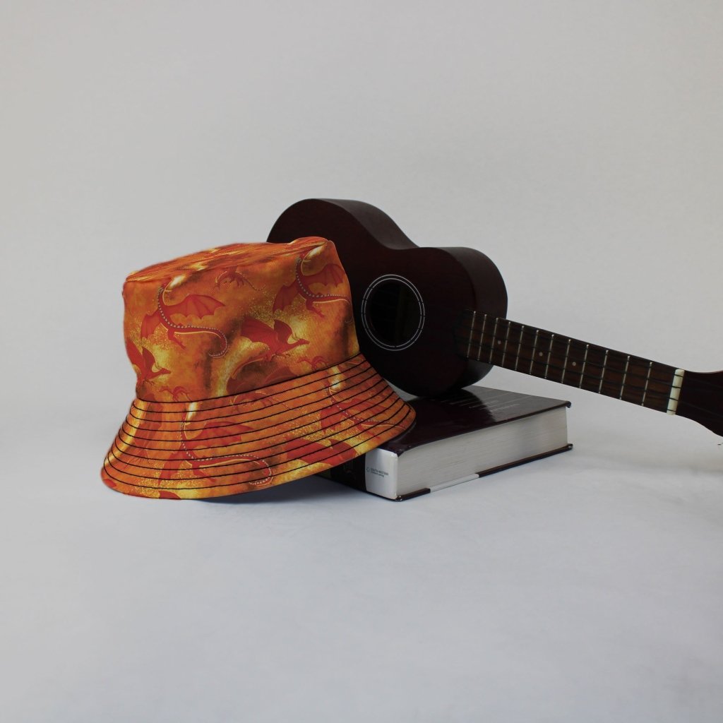 Red Dragon Fire Dnd Bucket Hat - M - Black Stitching - -