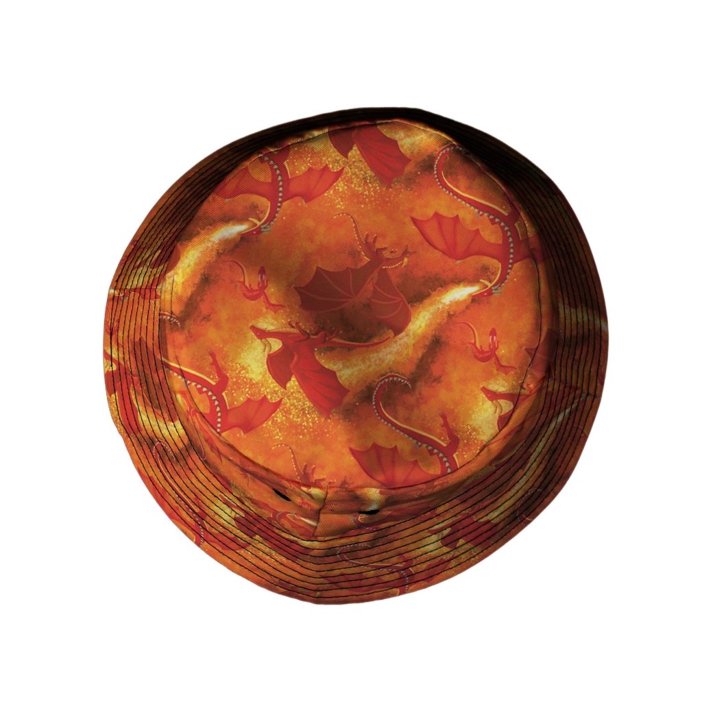 Red Dragon Fire Dnd Bucket Hat - M - Black Stitching - -