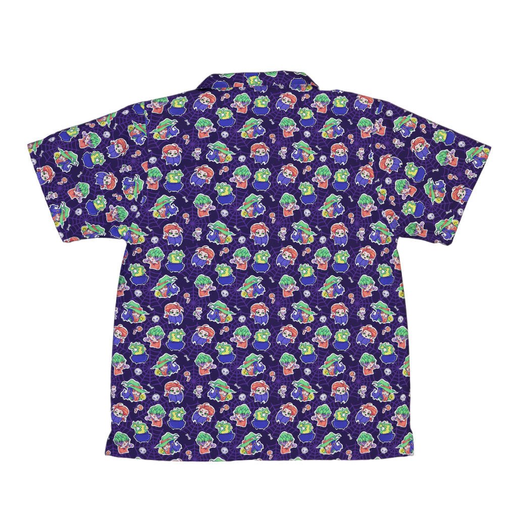 Scary Anime Chibi Stickers Dark Purple Youth Hawaiian Shirt - YXS - -