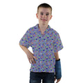 Scary Anime Chibi Stickers Purple Green Youth Hawaiian Shirt - YXS - -