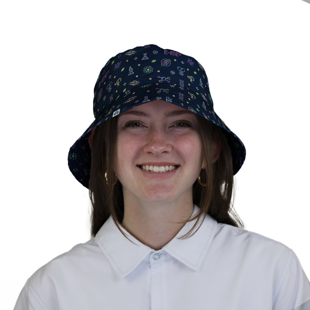 Science DNA Molecules Dark Navy Bucket Hat - M - Black Stitching - -